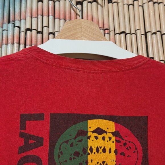 GILDAN ChalkTalkSPORTS Lacrosse Cotton T-Shirt, Red with Rastafarian Colors, S - Picture 4 of 8